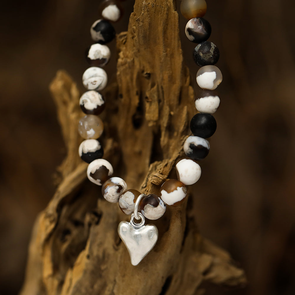 Armband mit echtem grauem Achat Andreani – Handgemachter Schmuck