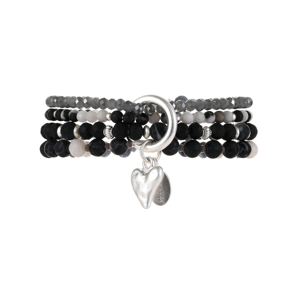 Armband mit echtem schwarz weissem Jaspis Andreani – Handgemachter Schmuck