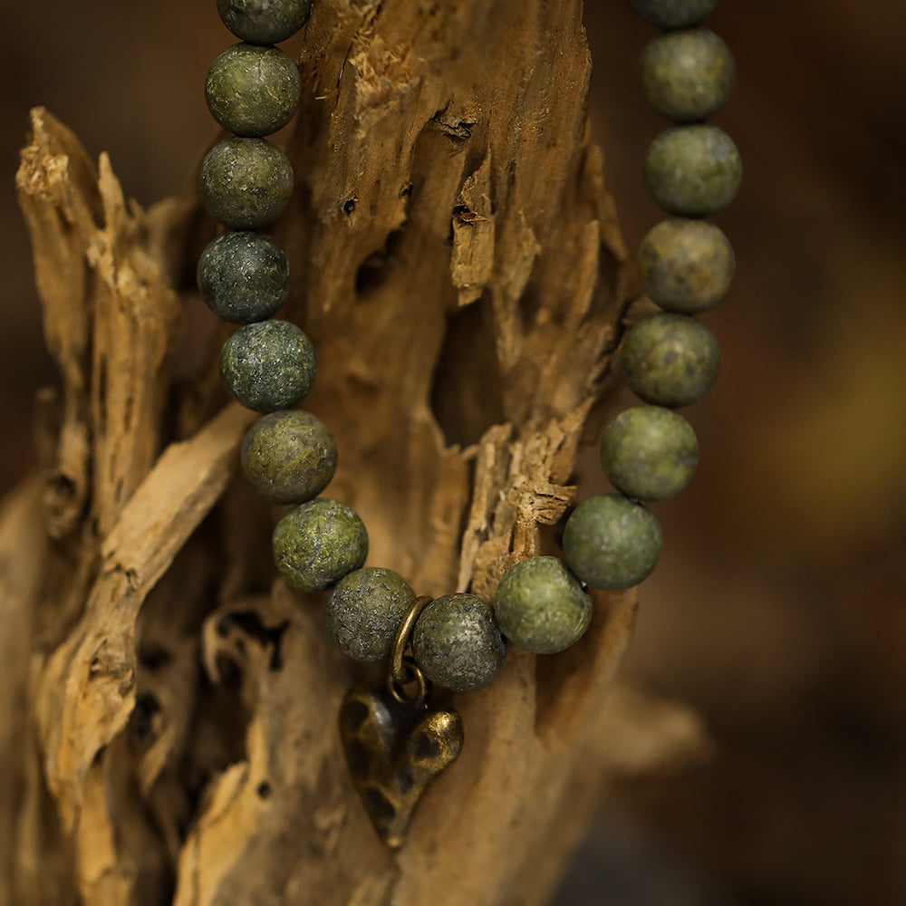 Armband mit echter afrikanischer grüner Jade Andreani – Handgemachter Schmuck