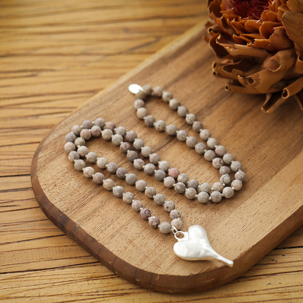 Halskette mit echtem Jaspis Andreani – Handgemachter Schmuck