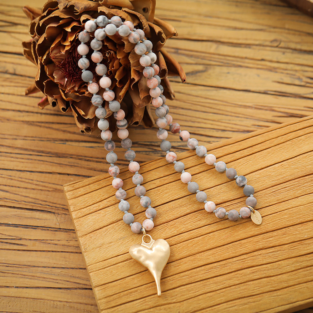 Halskette mit echtem Jaspis und Achat Andreani – Handgemachter Schmuck