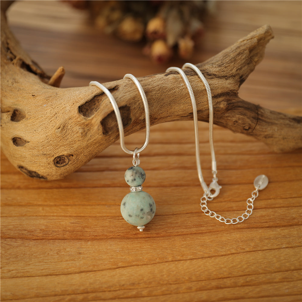 Halskette mit echtem Kiwi Jaspis Andreani – Handgemachter Schmuck