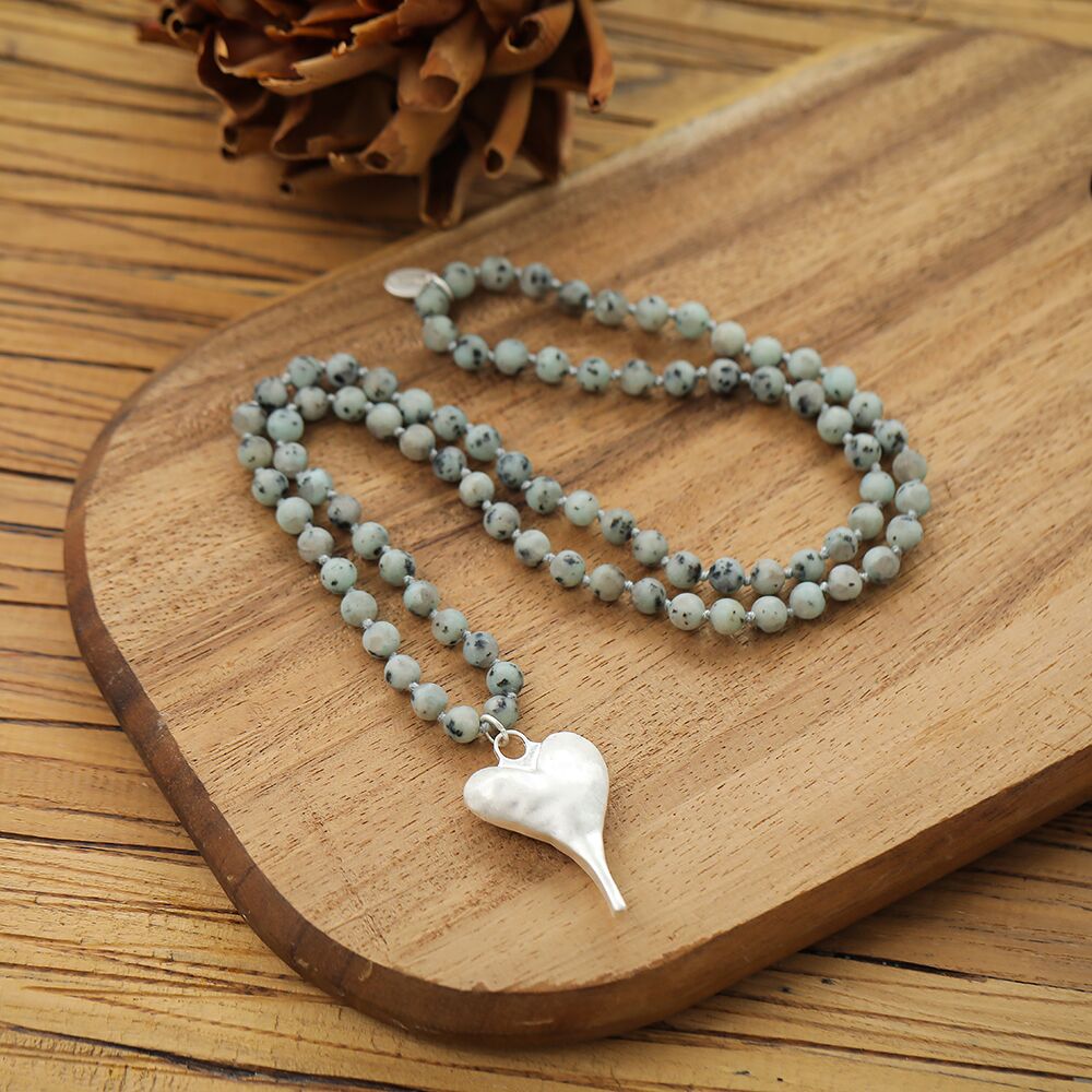 Halskette mit echtem Kiwi Jaspis Andreani – Handgemachter Schmuck