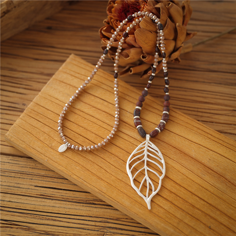 Halskette mit echtem braunem Jaspis Andreani – Handgemachter Schmuck