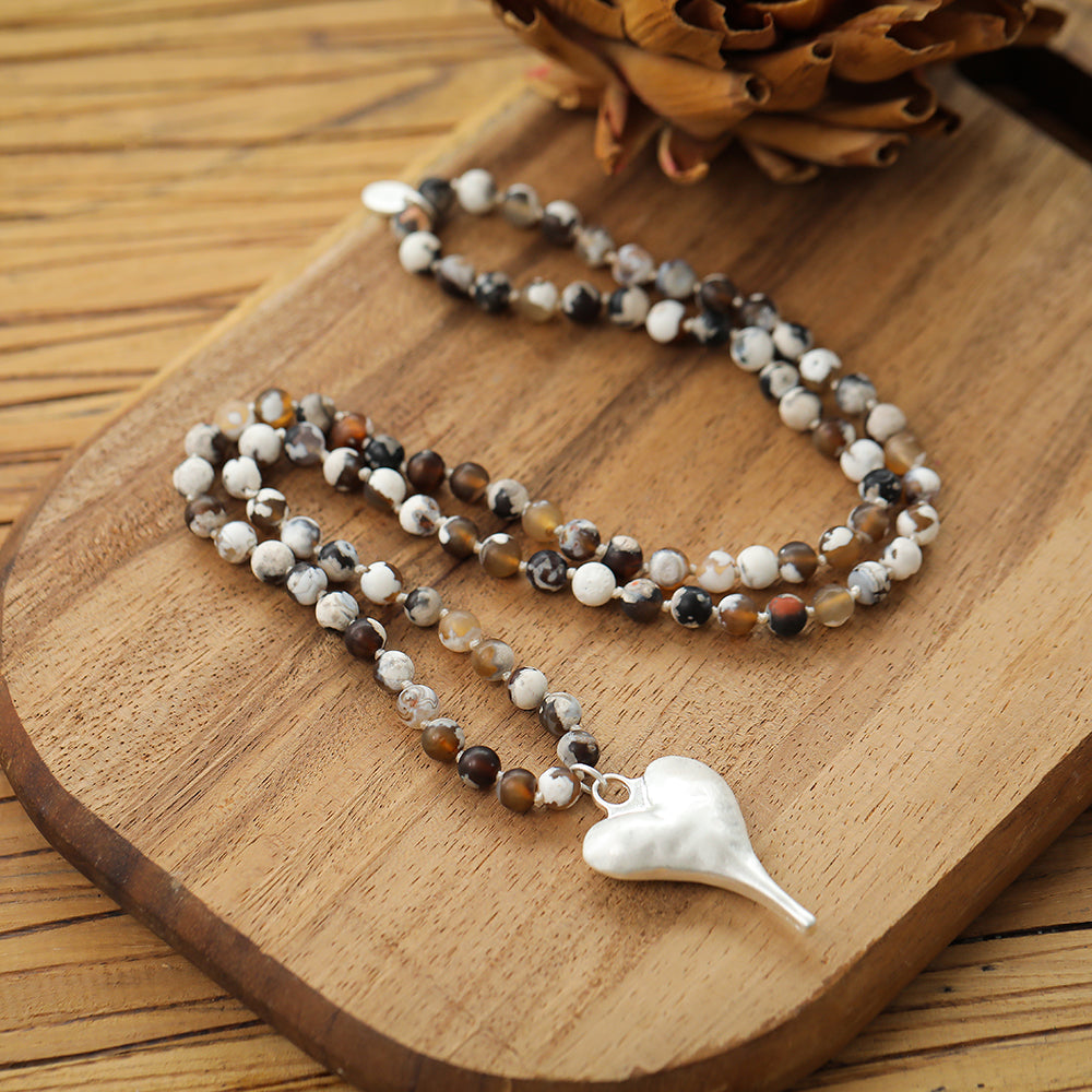 Halskette mit echtem grauem Achat Andreani – Handgemachter Schmuck