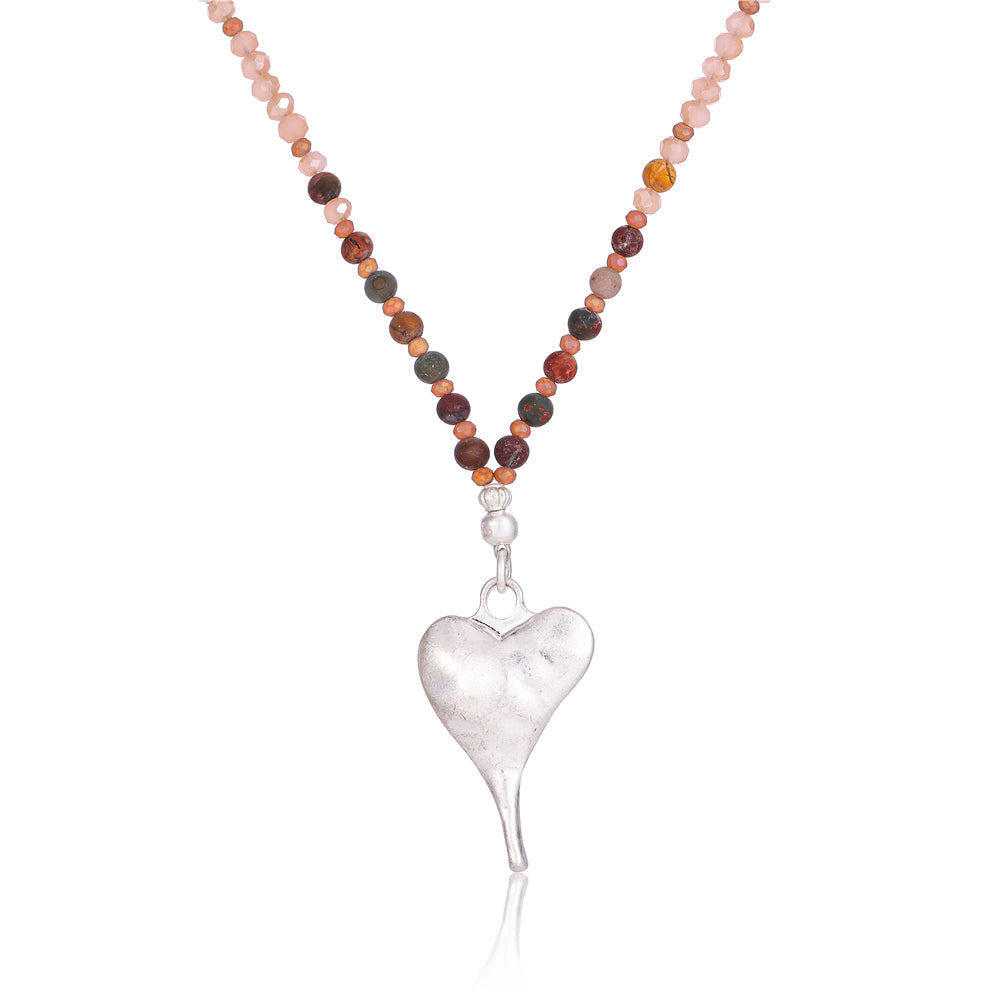 Halskette mit echtem grauem braunem Jaspis Andreani – Handgemachter Schmuck