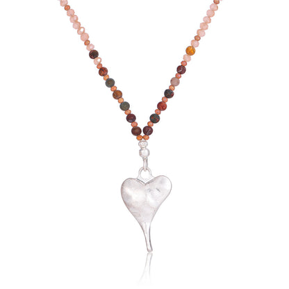 Halskette mit echtem grauem braunem Jaspis Andreani – Handgemachter Schmuck