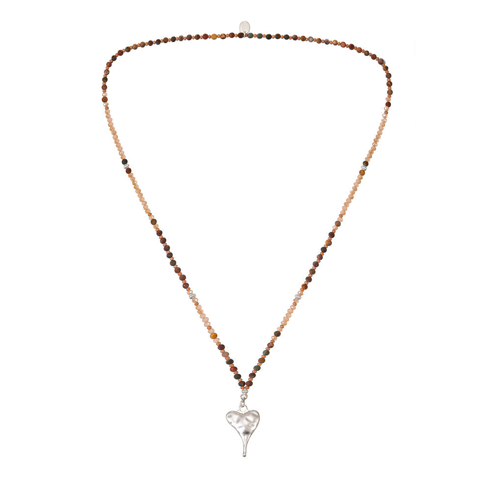 Halskette mit echtem grauem braunem Jaspis Andreani – Handgemachter Schmuck