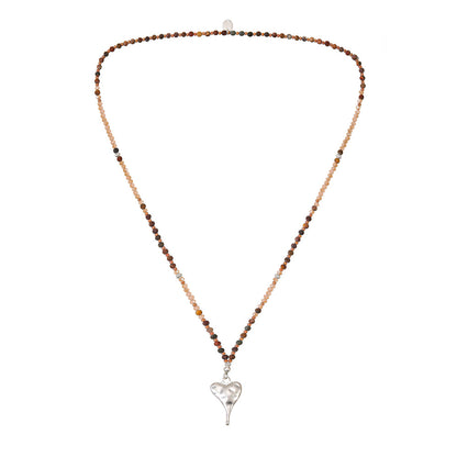 Halskette mit echtem grauem braunem Jaspis Andreani – Handgemachter Schmuck
