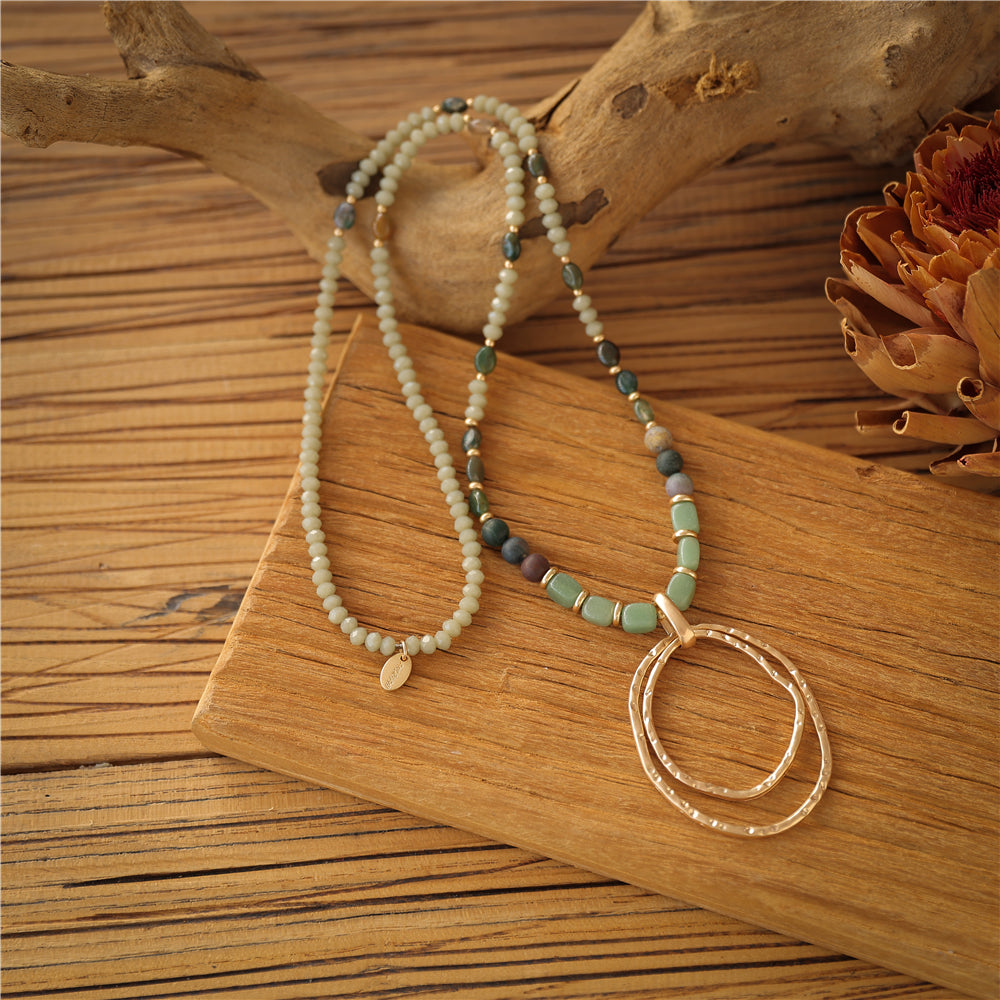 Halskette mit echter grüner Jade Andreani – Handgemachter Schmuck