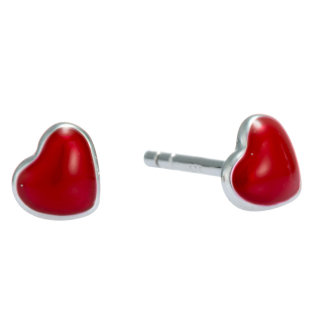 Ohrstecker Herz rot Silber 925 Andreani – Handgemachter Schmuck