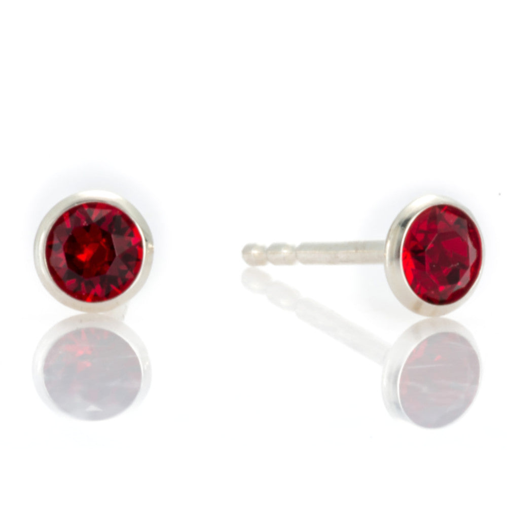 Ohrstecker Zirkonia 4 mm rot 925 Silber Andreani – Handgemachter Schmuck